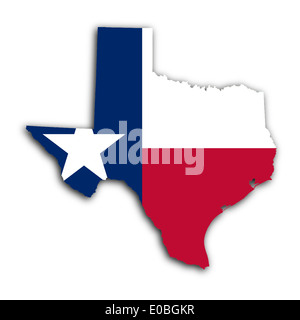 Karte von Texas gefüllt mit der Staatsflagge Stockfoto