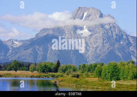 Mount Moran und Snake River, Oxbow Bend, Grand-Teton-Nationalpark, Wyoming, USA Stockfoto