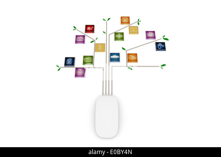 Computer-Maus isoliert auf weißem Hintergrund Stockfoto