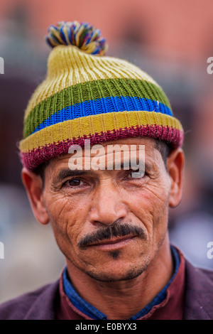 Porträt von einem mittleren Alter Mann mit Schnurrbart, Marokko Stockfoto