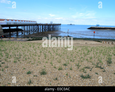 Die Pier in Herne Bay in Kent mit dem Ende des Neptuns Arm auch in Sicht Stockfoto