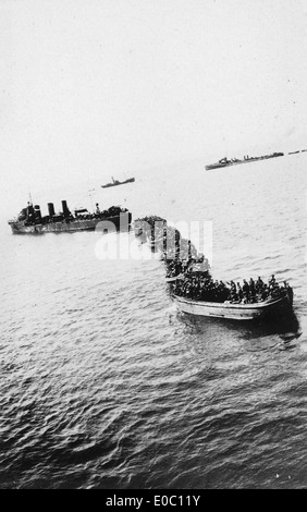 Eine Landung-Partei, die Annäherung an die Küste bei Gallipoli im ersten Weltkrieg, 1915 Stockfoto