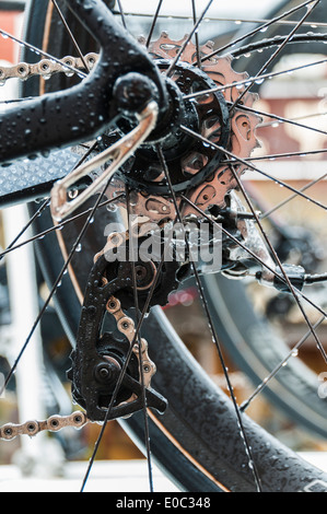 Closeup Details das Schaltwerk Rennrad auf der Damen-Tour-2014 Stockfoto