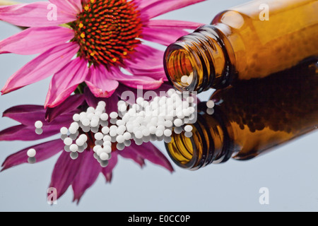 Globulis zur Behandlung von Krankheiten in die sanfte, alternative Medizin. Tabletten und Drogen, Globulis Zur Behandlung von Krankh. Stockfoto