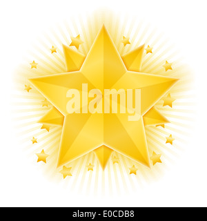 Goldene Sterne auf weißem Hintergrund Stockfoto