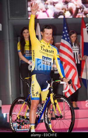 Belfast, Nordirland, Vereinigtes Königreich. 8. Mai 2014.  Nicolas Roche vom Team Tinkoff-Saxo den Giro d ' Italia Team-Präsentation in Belfast Credit: Bonzo/Alamy Live News Stockfoto