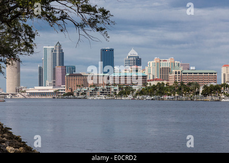 Die Innenstadt von Tampa Skyline, Convention Center und Hillsborough River, Tampa, FL Stockfoto