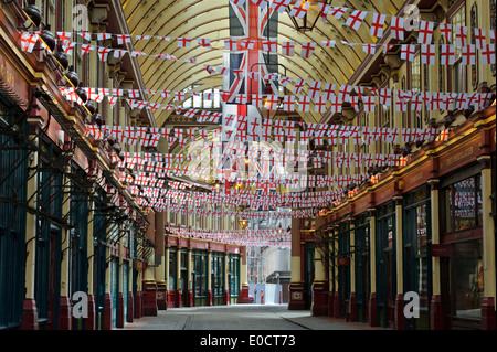 Die überdachten Leadenhall Market entworfen im Jahre 1881 von Sir Horace Jones in London, England, Vereinigtes Königreich. Stockfoto