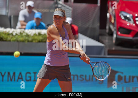 Madrid, Spanien. 9. Mai 2014. Maria Sharapova Russlands in Aktion bei den Mutua Madrid Open 2014 WTA Tennis World Tour 2014, Mutua Madrid Open 2014, sieben Tag - 09 Mai 2014. (Foto von Oscar Gonzalez/NurPhoto) Bildnachweis: Oscar Gonzalez/NurPhoto/ZUMAPRESS.com/Alamy Live-Nachrichten Stockfoto