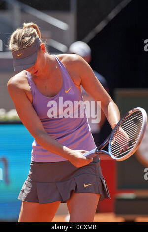 Madrid, Spanien. 9. Mai 2014. Maria Sharapova Russlands in Aktion bei den Mutua Madrid Open 2014 WTA Tennis World Tour 2014, Mutua Madrid Open 2014, sieben Tag - 09 Mai 2014. (Foto von Oscar Gonzalez/NurPhoto) Bildnachweis: Oscar Gonzalez/NurPhoto/ZUMAPRESS.com/Alamy Live-Nachrichten Stockfoto