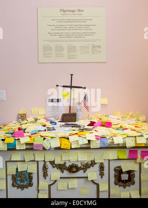 Wallfahrt-Altar für 9/11 Gedenken in St. Pauls Kapelle, Lower Manhattan, NYC, USA Stockfoto