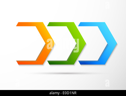 Drei Pfeile in verschiedenen Farben Stockfoto