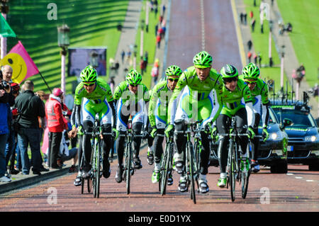 Belfast, Nordirland. 9. Mai 2014 - Giro d ' Italia Übungsbeispiel: Cannondale (Italien) Credit: Stephen Barnes/Alamy Live News Stockfoto