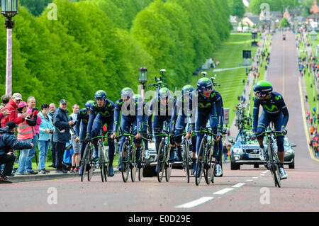 Belfast, Nordirland. 9. Mai 2014 - Giro d ' Italia Übungsbeispiel: Movistar (Spanien) Credit: Stephen Barnes/Alamy Live News Stockfoto