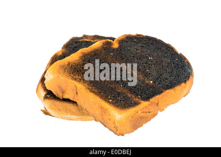 Toastbrot wurde burntly. Burntly toast Scheiben mit Frühstück., Toastbrot Wurde Beim Toasten Verbrannt. Stockfoto