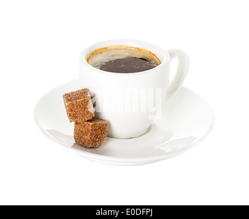 Tasse Kaffee auf weißem Hintergrund Stockfoto