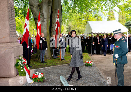 Kristiansand, Norwegen. 9. Mai 2014. Dänische Kronprinzessin Mary anlässlich des 150. Jahrestages der gefallenen dänischen Marines in der Seeschlacht von Helgoland in Kristiansand, Norwegen 05.09.2014 Foto: RPE-Albert Nieboer NO WIRE SERVICE Credit: Dpa picture-Alliance/Alamy Live News Stockfoto