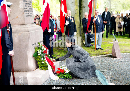 Kristiansand, Norwegen. 9. Mai 2014. Dänische Kronprinzessin Mary anlässlich des 150. Jahrestages der gefallenen dänischen Marines in der Seeschlacht von Helgoland in Kristiansand, Norwegen 05.09.2014 Foto: RPE-Albert Nieboer NO WIRE SERVICE Credit: Dpa picture-Alliance/Alamy Live News Stockfoto