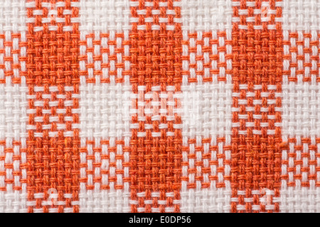 Orange aufgegebenes Küche Handtuch Textur hautnah Stockfoto