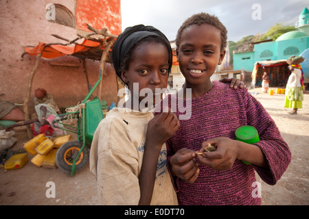 Kinder in Harar, Äthiopien. Stockfoto