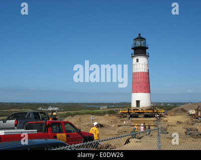 Das Verschieben der Sankaty Leuchtturm, 2007 Stockfoto