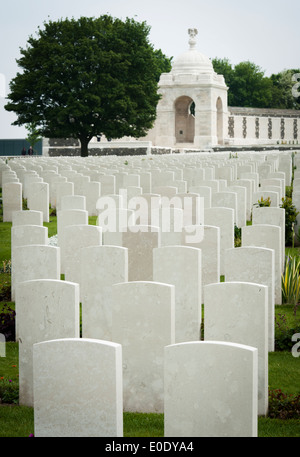 Ansicht des Tyne Cot Friedhof, Ypern, Liper, Belgien Stockfoto