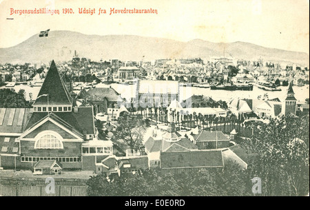 Die Bergen-Ausstellung 1910. Blick vom Hauptrestaurant Stockfoto