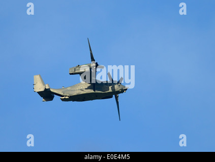 Vereinigte Staaten Luftwaffe Bell Osprey Boeing v-22 vertikalen Start und Landung Transport Flugzeug fliegen über Essex, UK Stockfoto