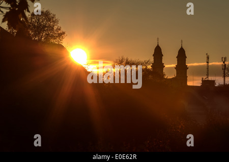 Sunrice in Transkarpatien Stadt Uzhgorod Stockfoto