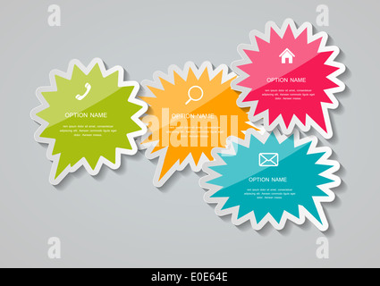 Sprechblasen Aufkleber-Vektor-Illustration. EPS 10 Stockfoto