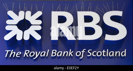 Royal Bank of Scotland Logo, Abington Street, Northampton, Northamptonshire, England, Vereinigtes Königreich Stockfoto