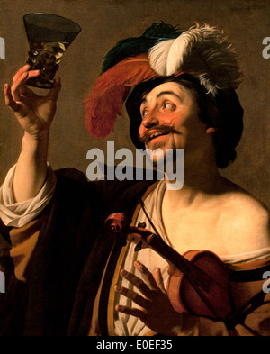 Die glückliche Geiger ca. 1624 Gerrit van Honthorst 1592-1656 niederländischen Niederlande Stockfoto