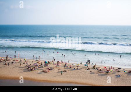 Timelapse Strand am Indischen Ozean. Indien (Tilt-Shift-Objektiv). Stockfoto