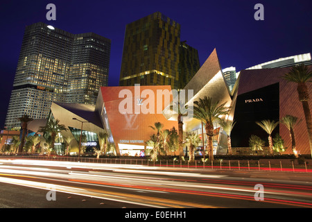 Streifen Lichter und City Center, Las Vegas, Nevada, USA Stockfoto