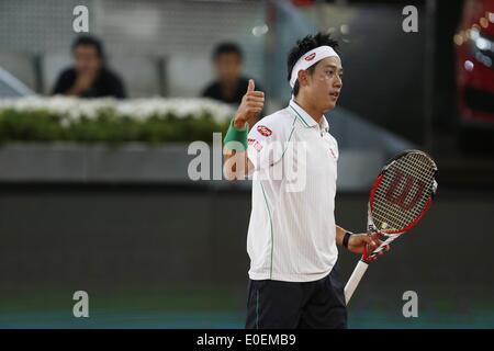 Madrid, Spanien, 9. Mai 2014. 9. Mai 2014. Kei Nishikori (JPN) Tennis: Kei Nishikori Japans während der Herren Einzel 4. Vorrundenspiel der Mutua Madrid Open Tennis-Turnier in La Caja Magica in Madrid, Spanien, 9. Mai 2014. Bildnachweis: AFLO/Alamy Live-Nachrichten Stockfoto