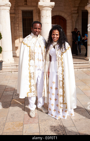 Äthiopische paar zu heiraten in der Kirche in Kana, Website von Jesus sein erstes Wunder Stockfoto