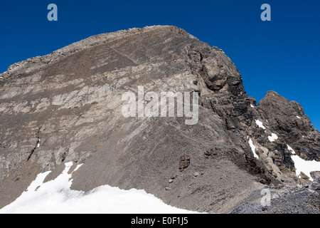 Col des Paresseux, kurz vor der Besteigung der Haute Cime auf das Massiv des Dents du Midi im Kanton Wallis, Schweiz Stockfoto