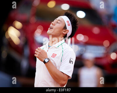 Madrid, Spanien. 11. Mai 2014. Kei Nishikori Japan reagiert während des Finales gegen Rafael Nadal aus Spanien am 8. Tag der Madrid Open von La Caja Magica. Bildnachweis: Aktion Plus Sport/Alamy Live-Nachrichten Stockfoto