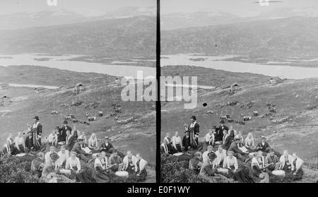 Auf dem Bergbauernhof, ca. 1898-1910. Stockfoto