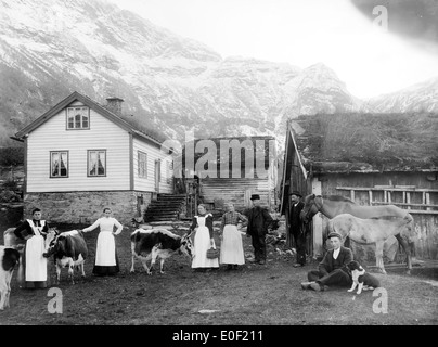 Bauernhof, westlichen Norwegen ca. 1890-1910. Stockfoto