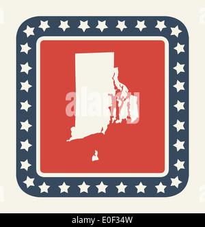 Rhode Island State Taste auf amerikanische Flagge in flachen Web-Design-Stil, isoliert auf weißem Hintergrund. Stockfoto