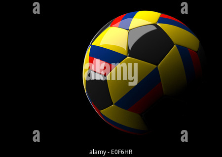 3D-Rendering Kolumbien Fußball auf dunklem Hintergrund Stockfoto