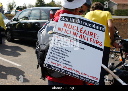 Protest gegen Kernkraftwerk Bugey, Saint Vulbas, Rhone Alpes, Ain, Frankreich. Stockfoto