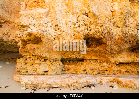 Erodierte Sandstein und Kalkstein Klippen an der Küste von Portugal Stockfoto