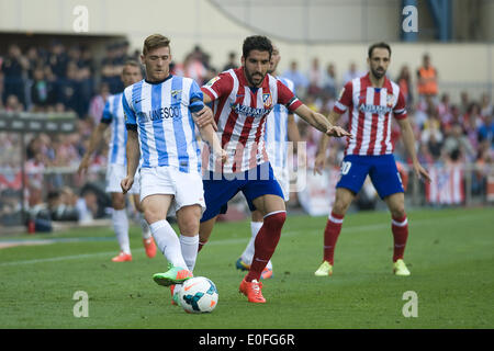 Madrid, Spanien. 11. Mai 2014. Spieler Atletico Madrid im Ation während ihrer spanischen Liga Primera Division match bei Vicente Calderon Stadion in Madrid, Spanien, 11 Mai 2014.Atletico Madrid Vs Malaga. (1-1) Foto: Oscar Gonzalez/NurPhoto © Oscar Gonzalez/NurPhoto/ZUMAPRESS.com/Alamy Live-Nachrichten Stockfoto