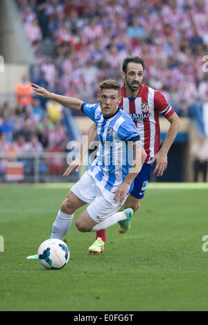 Madrid, Spanien. 11. Mai 2014. Spieler Atletico Madrid im Ation während ihrer spanischen Liga Primera Division match bei Vicente Calderon Stadion in Madrid, Spanien, 11 Mai 2014.Atletico Madrid Vs Malaga. (1-1) Foto: Oscar Gonzalez/NurPhoto © Oscar Gonzalez/NurPhoto/ZUMAPRESS.com/Alamy Live-Nachrichten Stockfoto