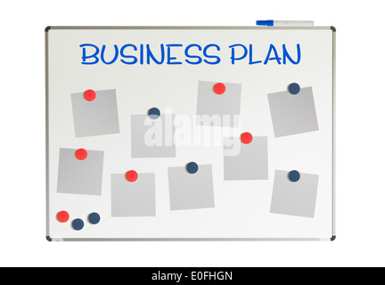 Blockschaltbild auf einem Whiteboard-Business-Plan, isoliert Stockfoto