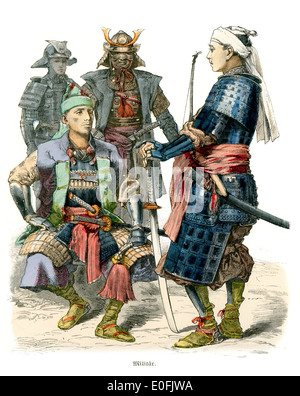 Trachten von Japan, 19. Jahrhundert. Samurai Stockfoto