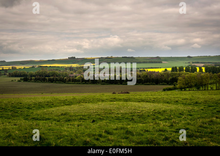 Bronzezeit runden Hügelgräber bei Windmill Hill neolithisch Causewayed Gehäuse in der Nähe von Avebury, Wiltshire, UK Stockfoto