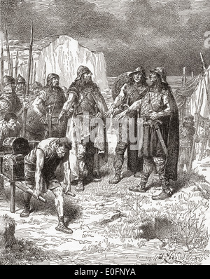 Vertrag von Hengist und Horsa mit Vortigern, König der Briten in AD449. Stockfoto